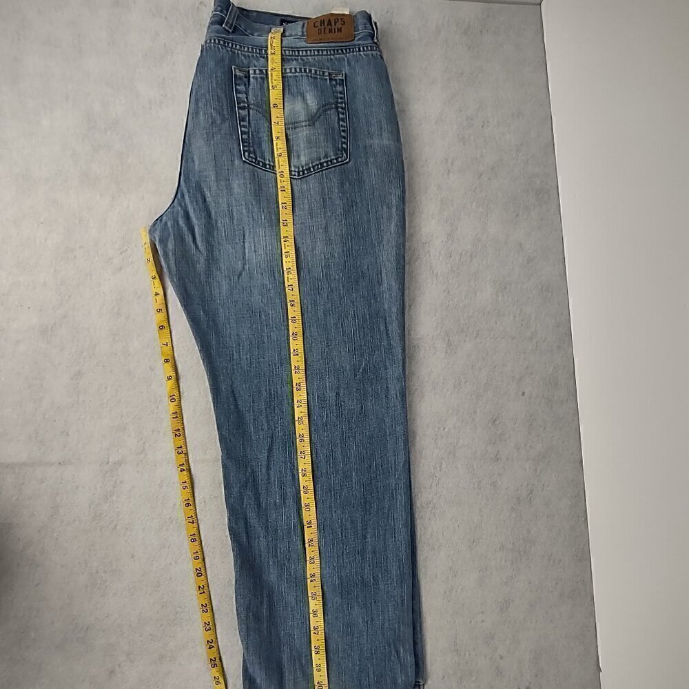 Chaps Straight Fit Blue Denim Cargo 100% Cotton Y2K Vintage Jeans Size 42x30 - Picture 7 of 10